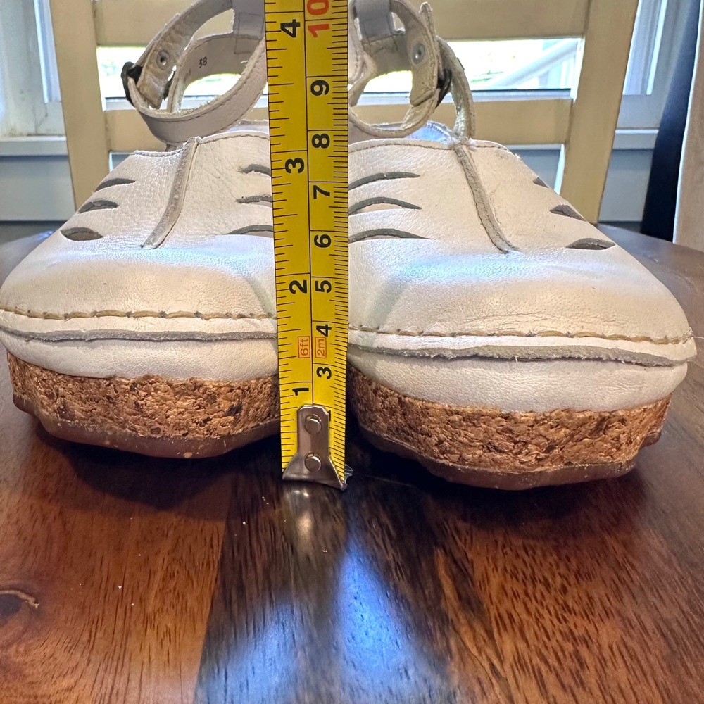 El Naturalista Wedge Sandals Womens 38 White Leather Cork Platform 401 Spain - Picture 7 of 16